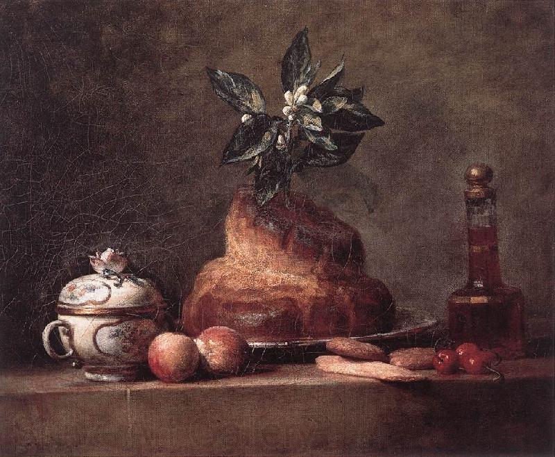 jean-Baptiste-Simeon Chardin La Brioche Norge oil painting art